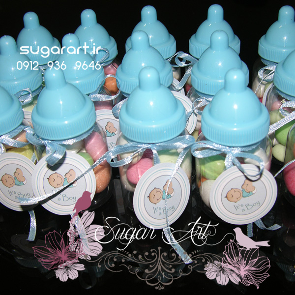 گیفت جشن نوزاد شیشه شیر آبی